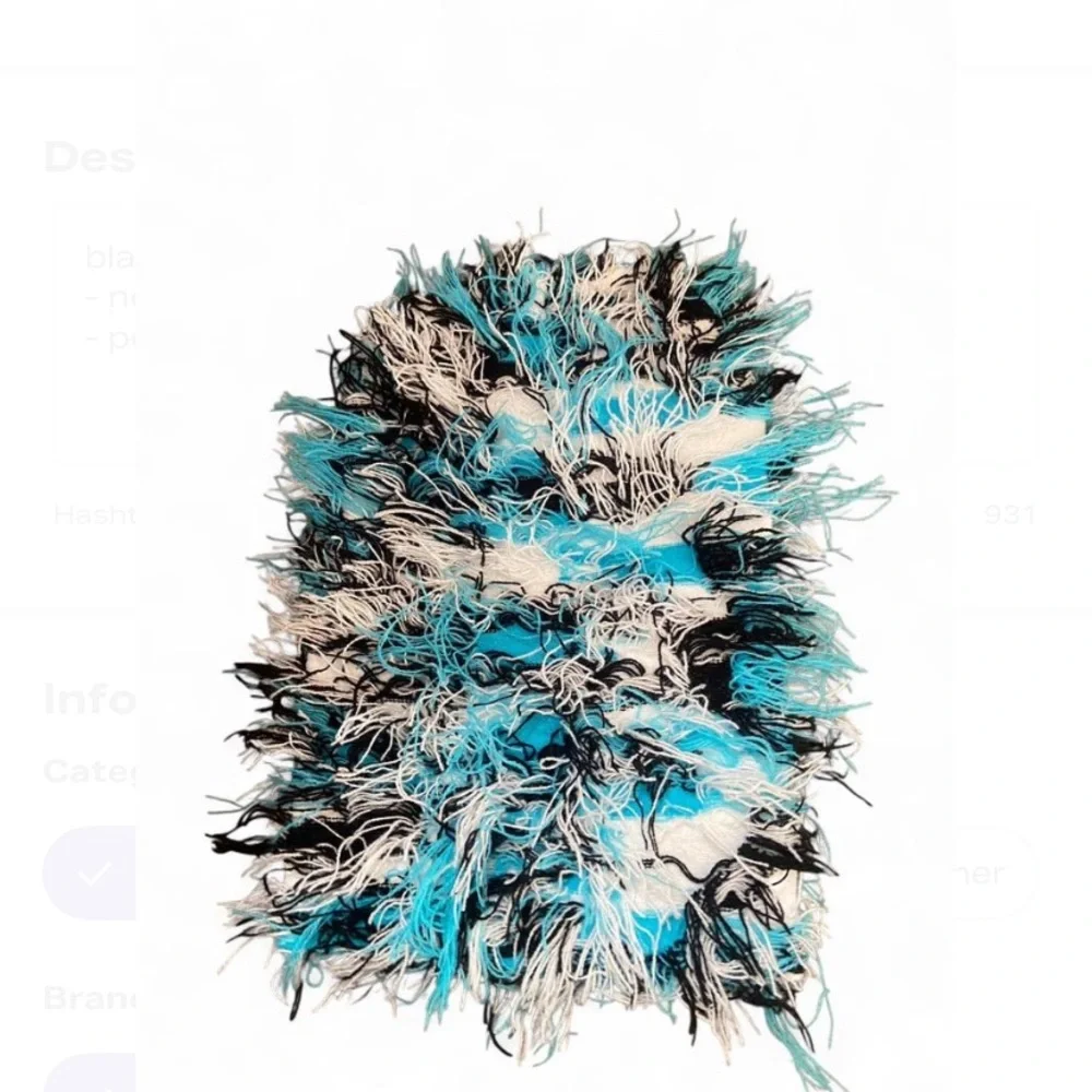blue black and white shaggy ski mask never worn brand new